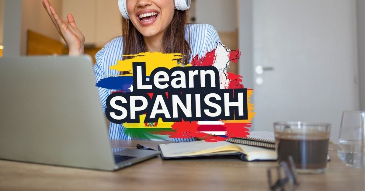 Lady learning spanish online