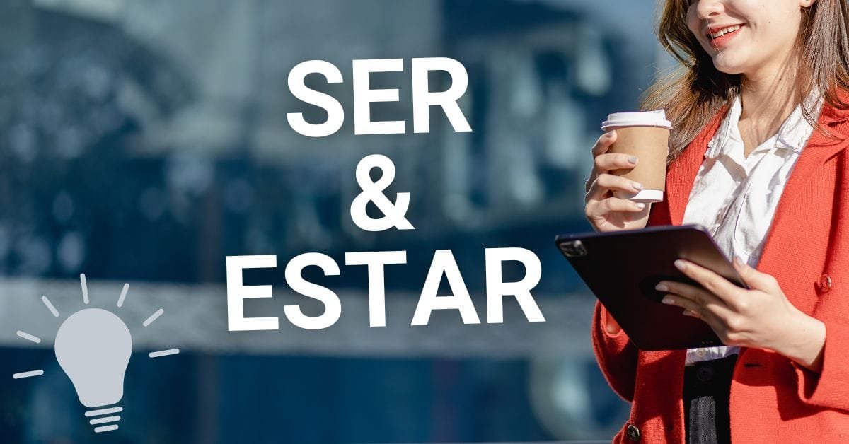 a lady holding a cup studying the Differences Between Ser and Estar.