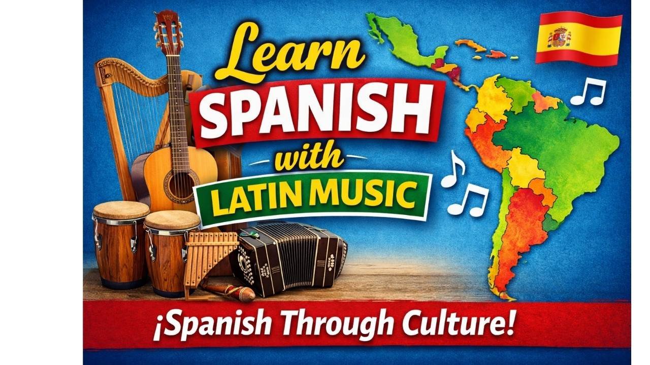 Latin music instruments representing Spanish cultural immersion