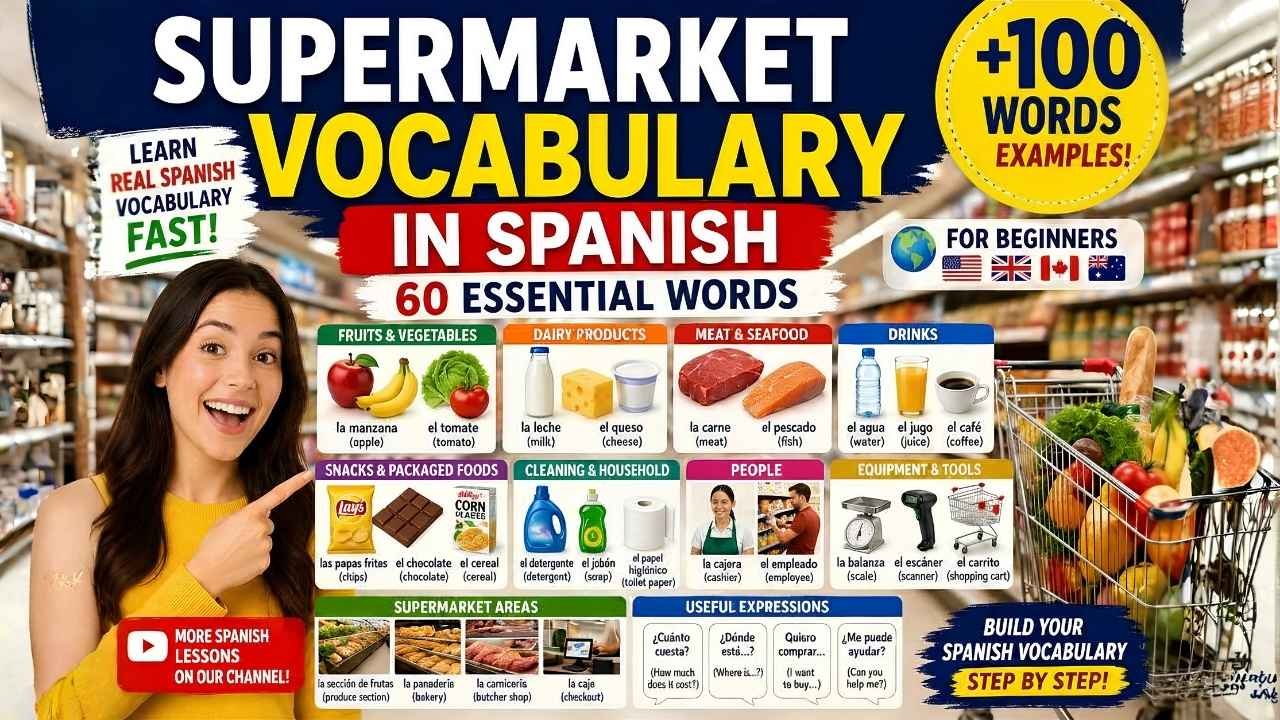Spanish supermarket vocabulary lesson for beginner
